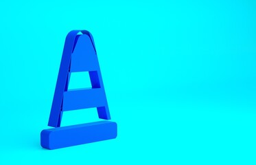 Blue Traffic cone icon isolated on blue background. Minimalism concept. 3d illustration 3D render.