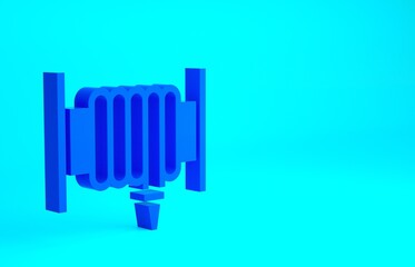 Blue Fire hose reel icon isolated on blue background. Minimalism concept. 3d illustration 3D render.