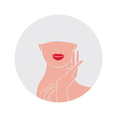 Face care. Beauty salon. European woman. Spa. Vector illustration. Icon