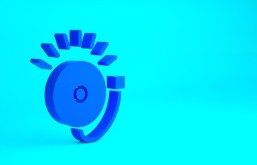 Blue Ringing alarm bell icon isolated on blue background. Fire alarm system. Service bell, handbell sign, notification symbol. Minimalism concept. 3d illustration 3D render.