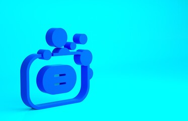 Blue Bar of soap icon isolated on blue background. Soap bar with bubbles. Minimalism concept. 3d illustration 3D render.