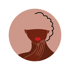Obraz premium Face care. Beauty salon. African american woman with afro hairstyle. Black woman. Spa. Vector illustration. Icon
