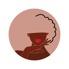 Obraz premium Face care. Beauty salon. African american woman with afro hairstyle. Black woman. Spa. Vector illustration. Icon