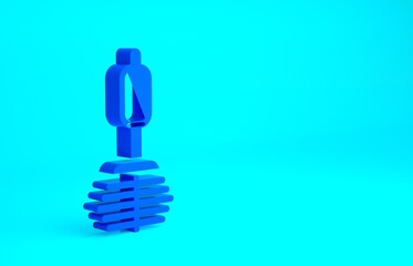 Blue Toilet brush icon isolated on blue background. Minimalism concept. 3d illustration 3D render.