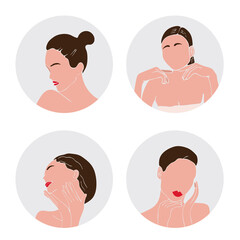 Obraz premium Face care. Beauty salon. European woman. Spa. Vector illustration. Icon