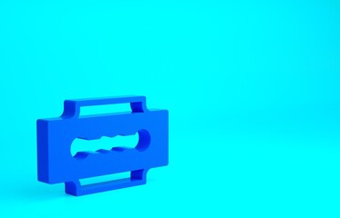 Blue Blade razor icon isolated on blue background. Minimalism concept. 3d illustration 3D render.