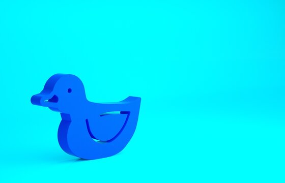Blue Rubber duck icon isolated on blue background. Minimalism concept. 3d illustration 3D render.