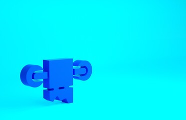 Blue Toilet paper roll icon isolated on blue background. Minimalism concept. 3d illustration 3D render.
