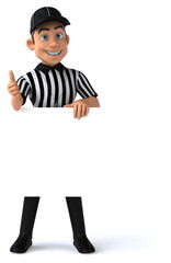 Fun 3D Illustration of an american Referee with a smartphone