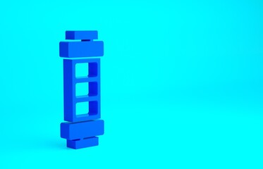 Blue Battery charge level indicator icon isolated on blue background. Minimalism concept. 3d illustration 3D render.