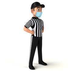 Fun 3D Illustration of an american Referee with a mask
