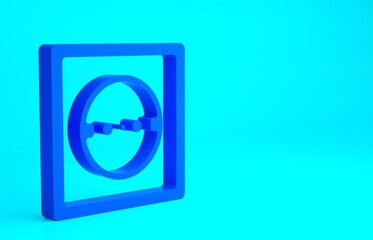 Blue Electrical outlet icon isolated on blue background. Power socket. Rosette symbol. Minimalism concept. 3d illustration 3D render.