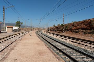 Fototapeta na wymiar Platform of a train station in the south of Almeria in Spain