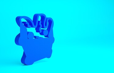 Blue Cell icon isolated on blue background. Minimalism concept. 3d illustration 3D render.