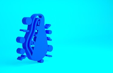 Blue Bacteria icon isolated on blue background. Bacteria and germs, microorganism disease causing, cell cancer, microbe, virus, fungi. Minimalism concept. 3d illustration 3D render.
