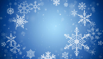 Naklejka na ściany i meble Abstract winter background with falling snowflakes.Christmas Background