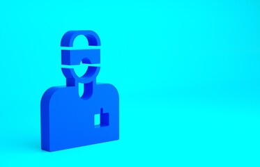 Blue Laboratory assistant icon isolated on blue background. Minimalism concept. 3d illustration 3D render.