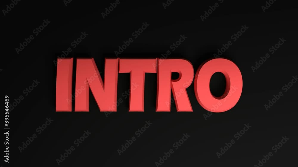 Poster the red write intro stays for introduction passes on black background from right to left side - 3d r