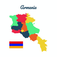 Colorful map of Armenia , Flag Of Armenia, Vector Infographic Map Eps 10