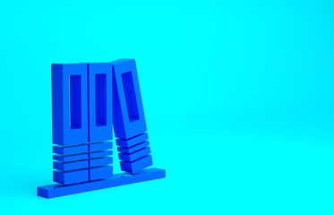 Blue Office folders with papers and documents icon isolated on blue background. Office binders. Archives folder sign. Minimalism concept. 3d illustration 3D render.