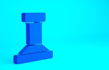 Blue Stamp icon isolated on blue background. Minimalism concept. 3d illustration 3D render.