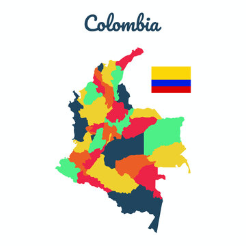 Colorful map of Colombia, Flag Of Colombia, Vector Infographic Map Eps 10
