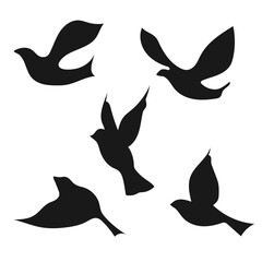 Set of birds silhouettes vector design