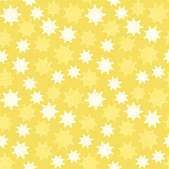 Yellow virus seamless pattern. Repetitive 3d illustration of viruses on yellow background