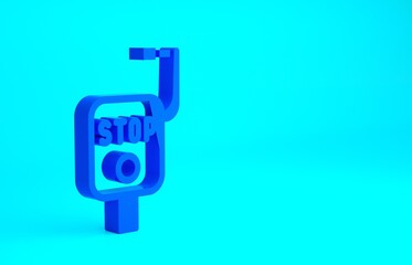 Blue Emergency brake icon isolated on blue background. Minimalism concept. 3d illustration 3D render.