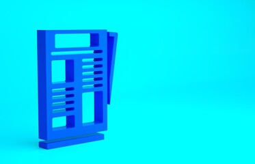 Blue News icon isolated on blue background. Newspaper sign. Mass media symbol. Minimalism concept. 3d illustration 3D render.