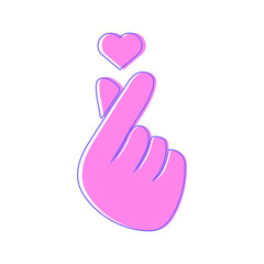Pink finger heart.  Korean symbol hand heart