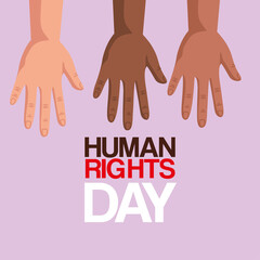 Human rights with diversity hands design, Manifestation protest and demonstration theme Vector illustration