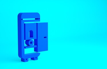 Blue Toilet in the train car icon isolated on blue background. Minimalism concept. 3d illustration 3D render.