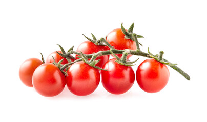 Cherry tomatoes isolated on white background closeup.