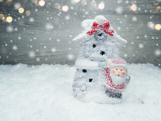 winter background with santa decor and snow