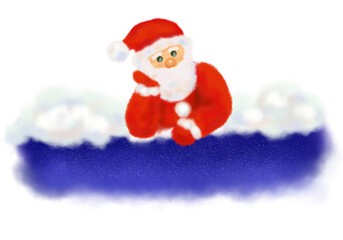 夜空を見下ろすサンタクロース
