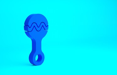 Blue Rattle baby toy icon isolated on blue background. Beanbag sign. Minimalism concept. 3d illustration 3D render.