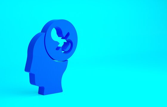 Blue Baby dummy pacifier icon isolated on blue background. Toy of a child. Minimalism concept. 3d illustration 3D render.