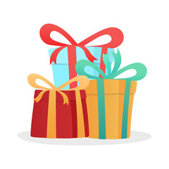 vector set christmas gift box. premium cute christmas festive elements. winter holiday background.