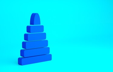 Blue Pyramid toy icon isolated on blue background. Minimalism concept. 3d illustration 3D render.