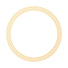 gold vintage round frame banner on white background	
