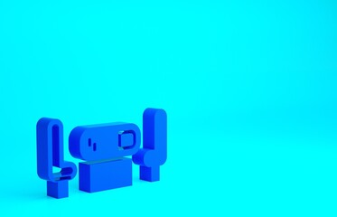 Blue Poker table icon isolated on blue background. Minimalism concept. 3d illustration 3D render.