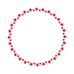 red stars round frame banner on white background	

