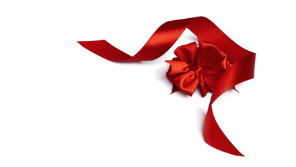 Red bow on a white background. High quality photo