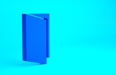 Blue Brochure template layout icon isolated on blue background. Corporate business annual report, catalog, magazine, flyer mockup. Minimalism concept. 3d illustration 3D render.