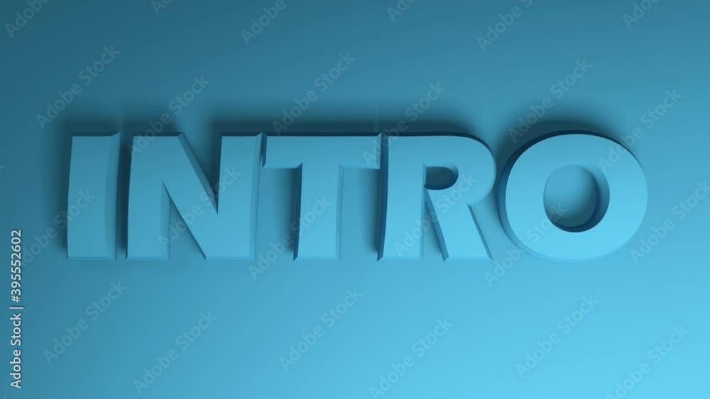 Poster the blue write intro stays for introduction passes on blue background from right to left side - 3d r