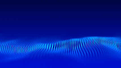 Fototapeta premium Futuristic illustration with explosion of data. Abstract background with glowing particles. Digital moving wave. 3d rendering.