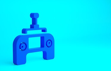 Blue Drone radio remote control transmitter icon isolated on blue background. Minimalism concept. 3d illustration 3D render.