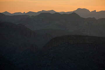 Landscape at twilight of the Superstition Mountains, Arizona, USA