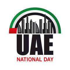 Uae national day with city buildings design, arab spirit and holiday theme Vector illustration